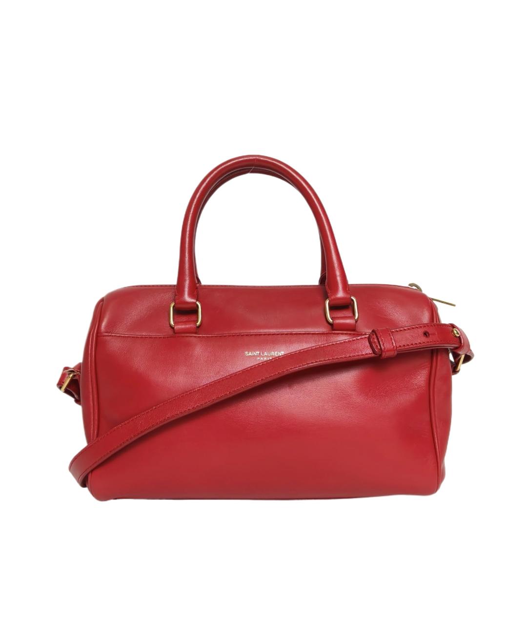 SAINT LAURENT Красная кожаная сумка с короткими ручками, фото 10