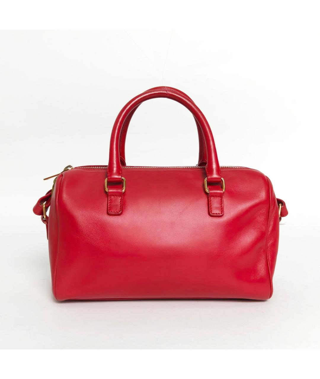 SAINT LAURENT Красная кожаная сумка с короткими ручками, фото 4