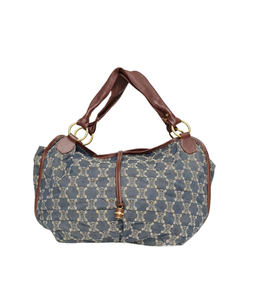 CELINE Синяя деним сумка с короткими ручками, фото 10