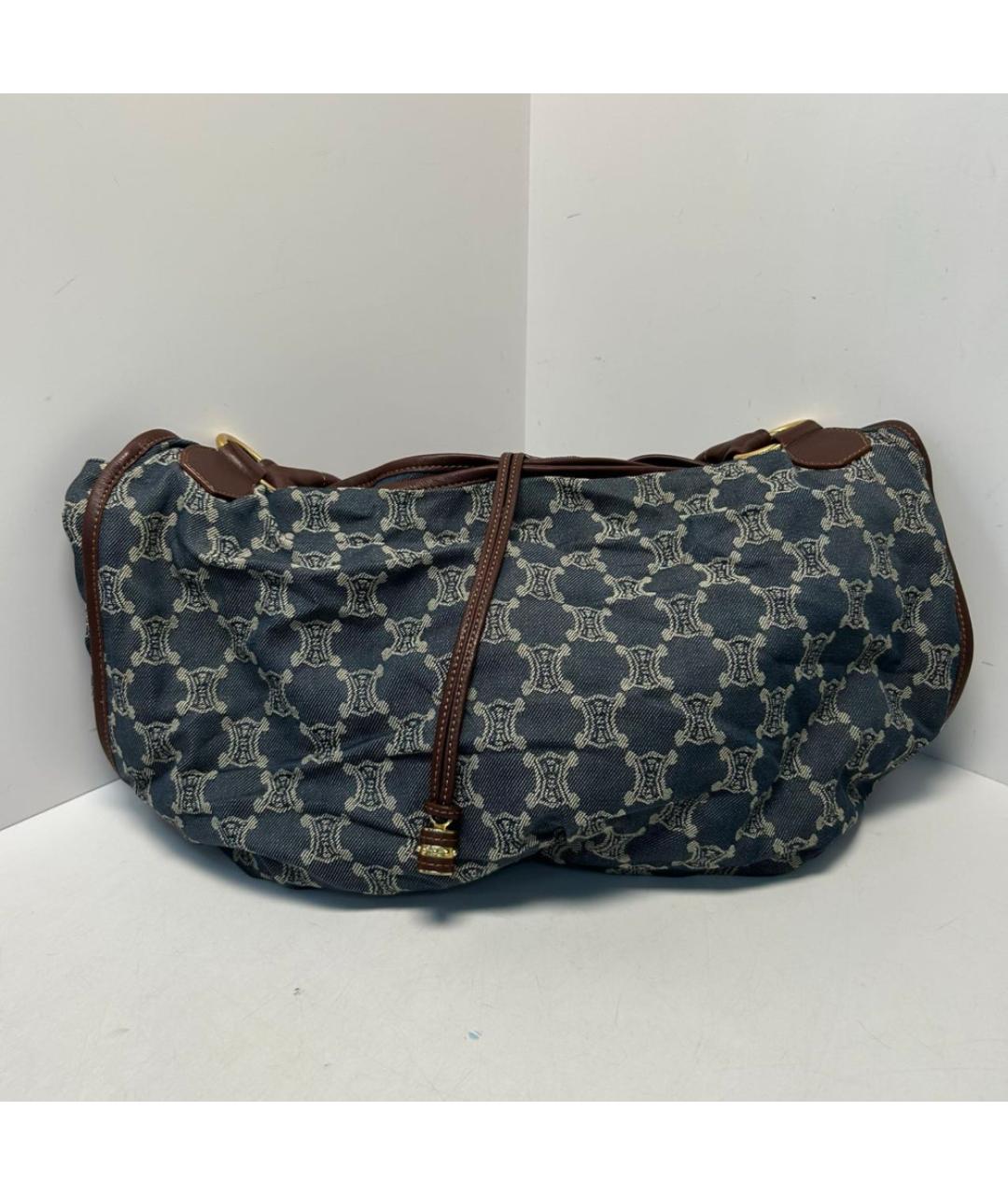 CELINE Синяя деним сумка с короткими ручками, фото 9