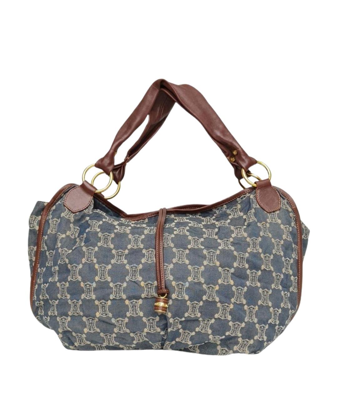 CELINE Синяя деним сумка с короткими ручками, фото 1