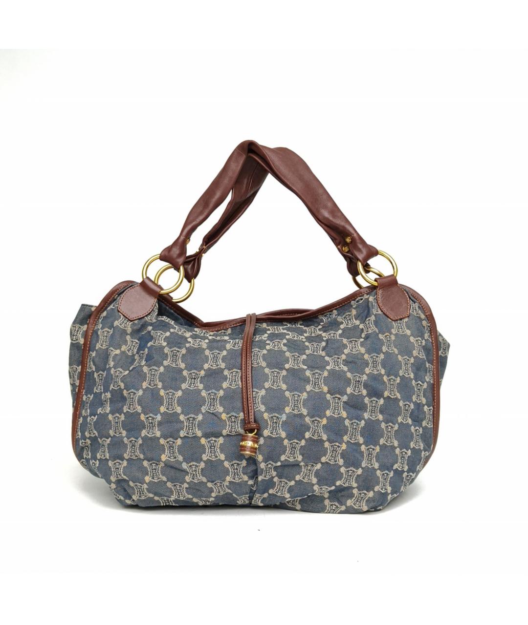 CELINE Синяя деним сумка с короткими ручками, фото 2