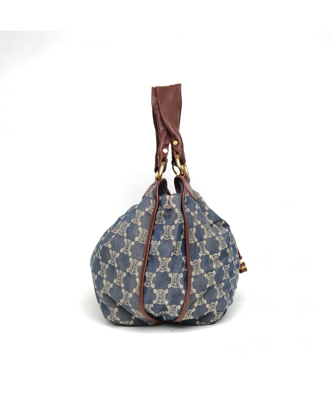 CELINE Синяя деним сумка с короткими ручками, фото 5