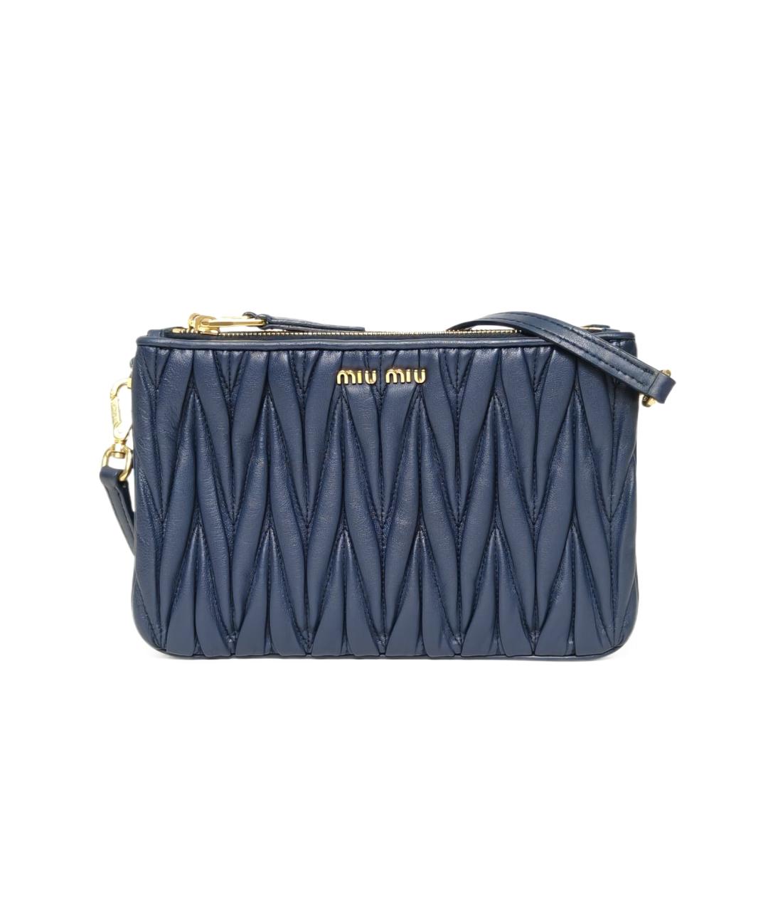 MIU MIU Темно-синяя кожаная сумка через плечо, фото 1