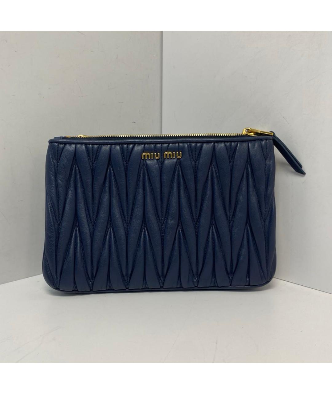 MIU MIU Темно-синяя кожаная сумка через плечо, фото 9