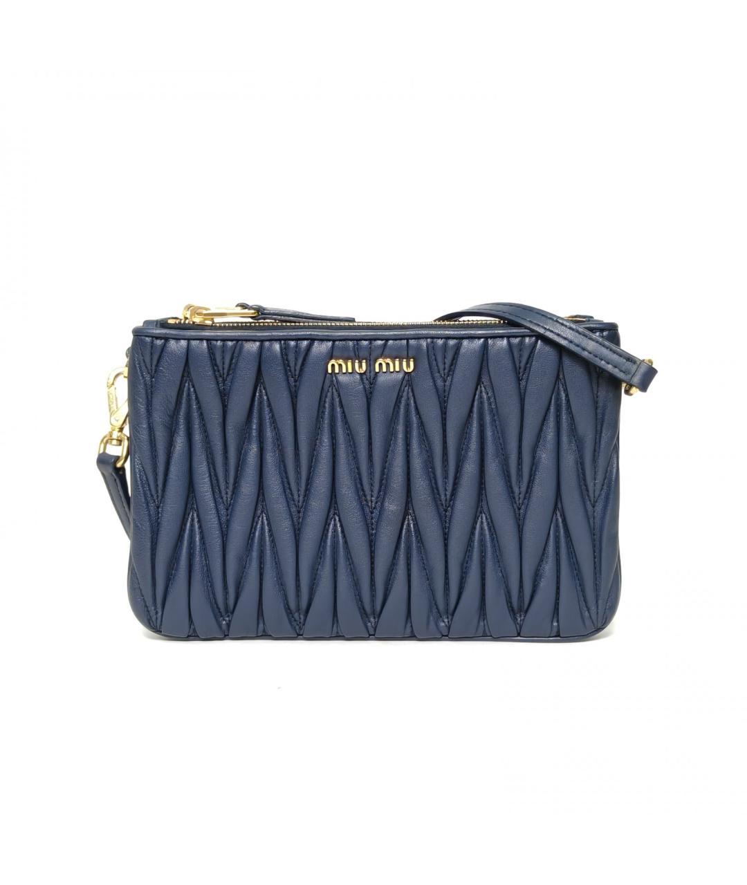MIU MIU Темно-синяя кожаная сумка через плечо, фото 2