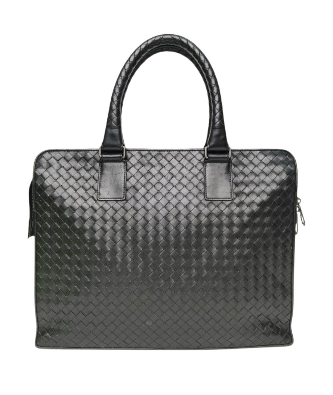BOTTEGA VENETA Черный кожаный портфель, фото 1
