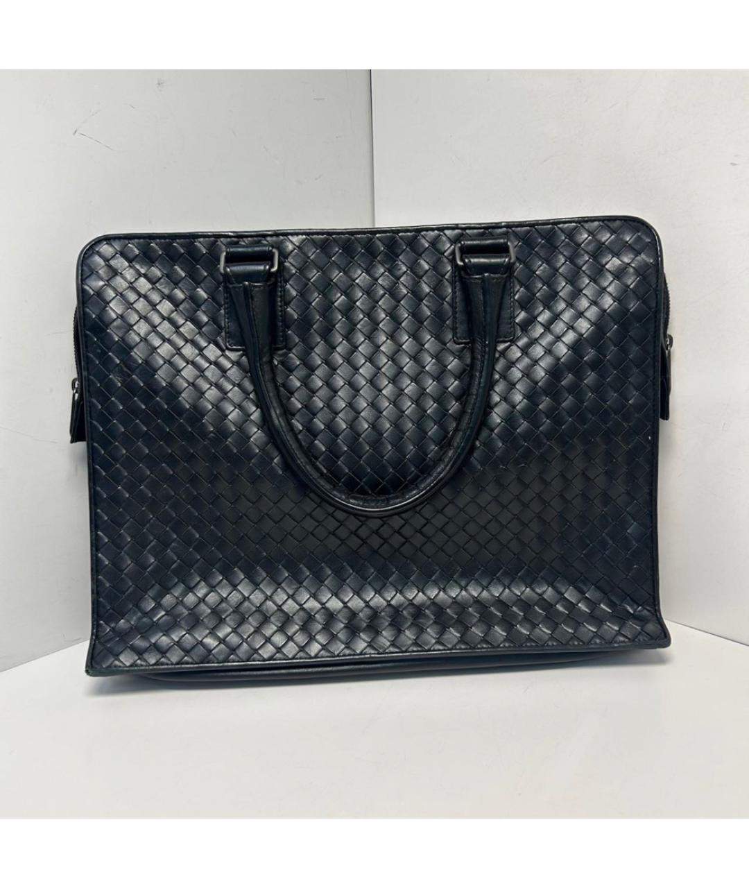 BOTTEGA VENETA Черный кожаный портфель, фото 8