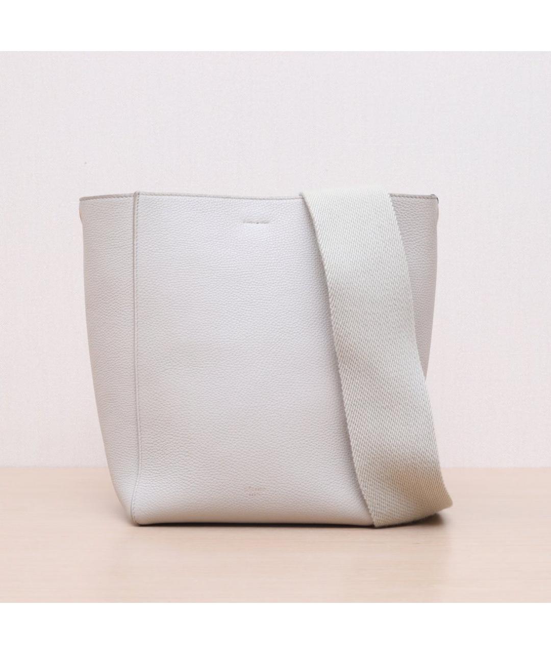 CELINE Белая кожаная сумка через плечо, фото 3