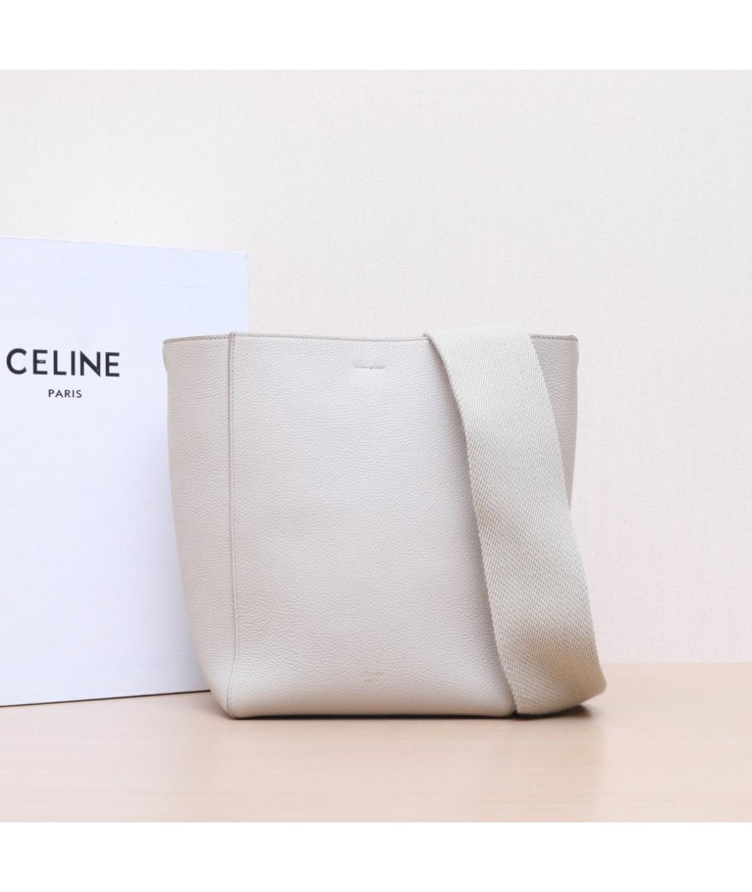 CELINE Белая кожаная сумка через плечо, фото 2