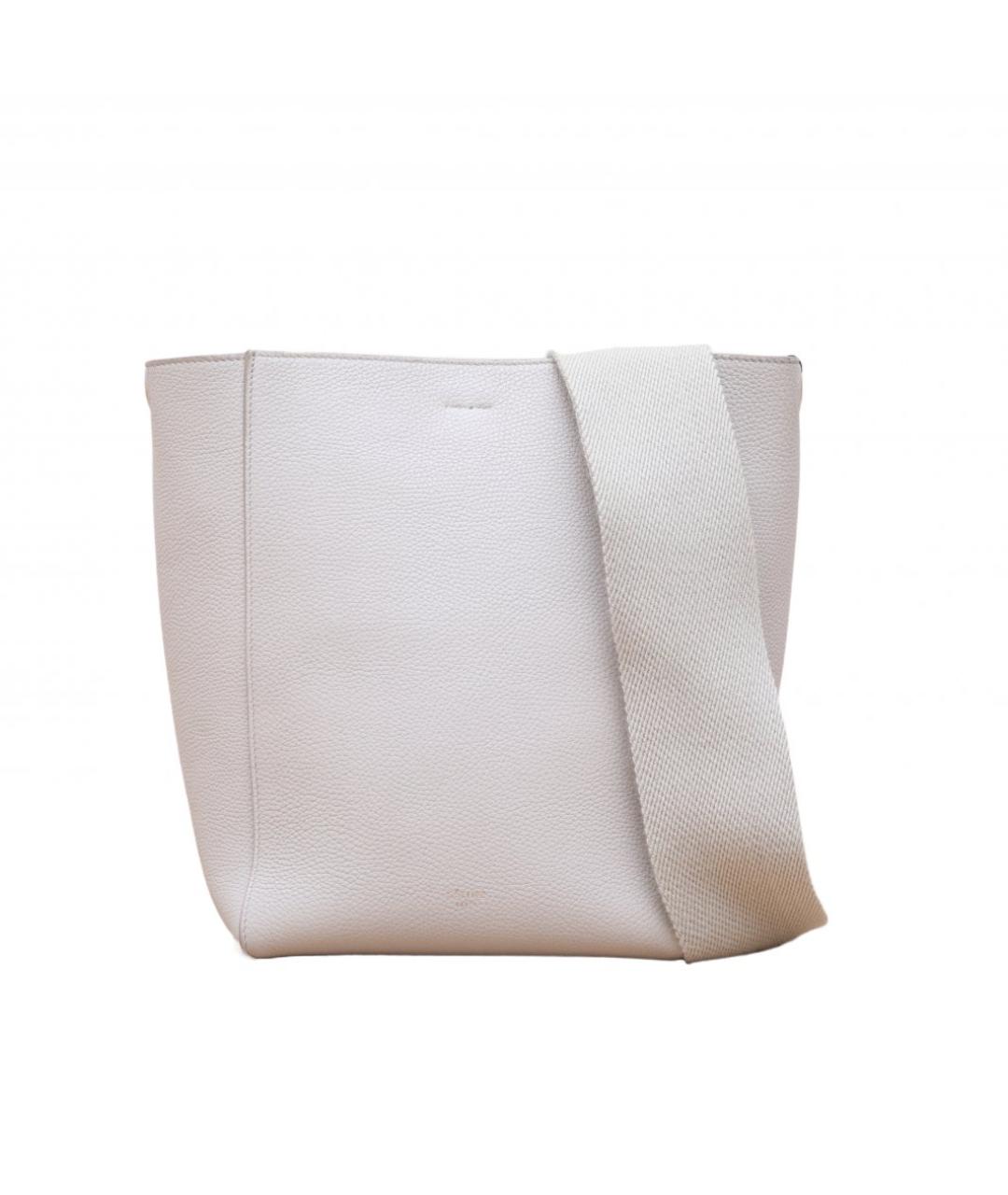 CELINE Белая кожаная сумка через плечо, фото 10