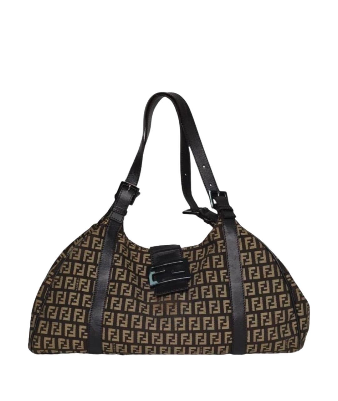 FENDI Коричневая тканевая сумка через плечо, фото 1