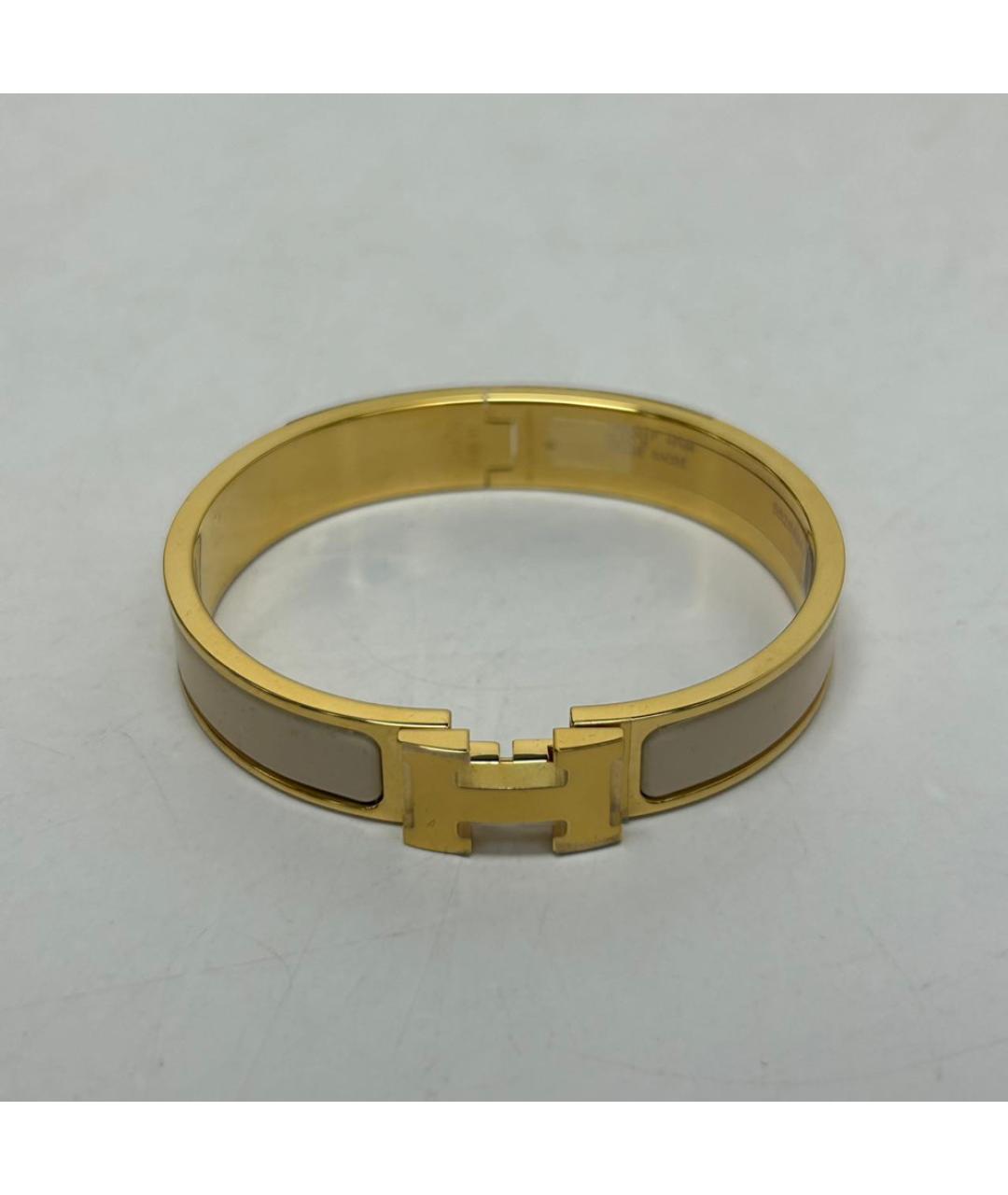 HERMES Бежевый металлический браслет, фото 6