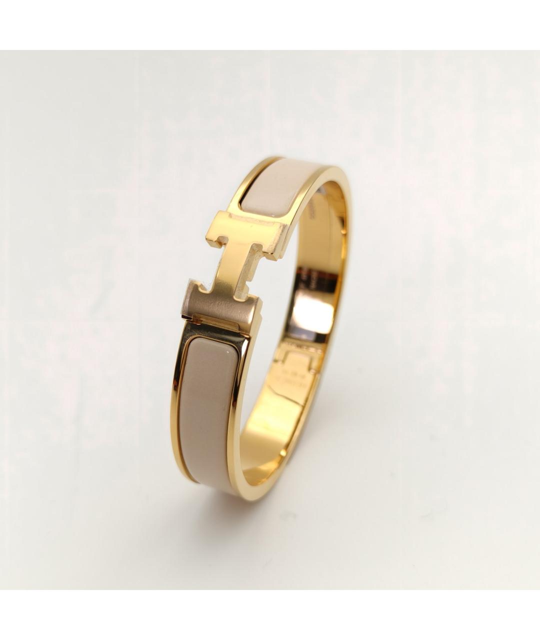 HERMES Бежевый металлический браслет, фото 3