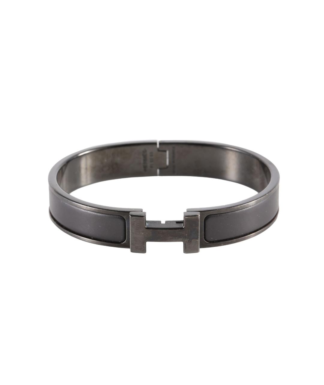 HERMES Черный металлический браслет, фото 7