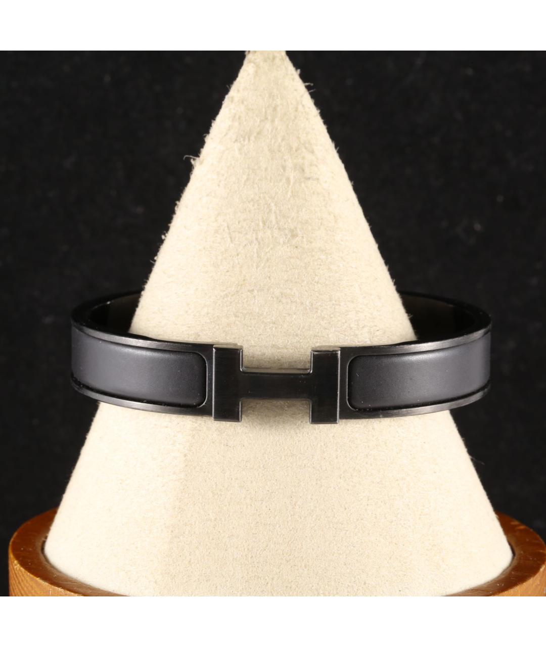 HERMES Черный металлический браслет, фото 5