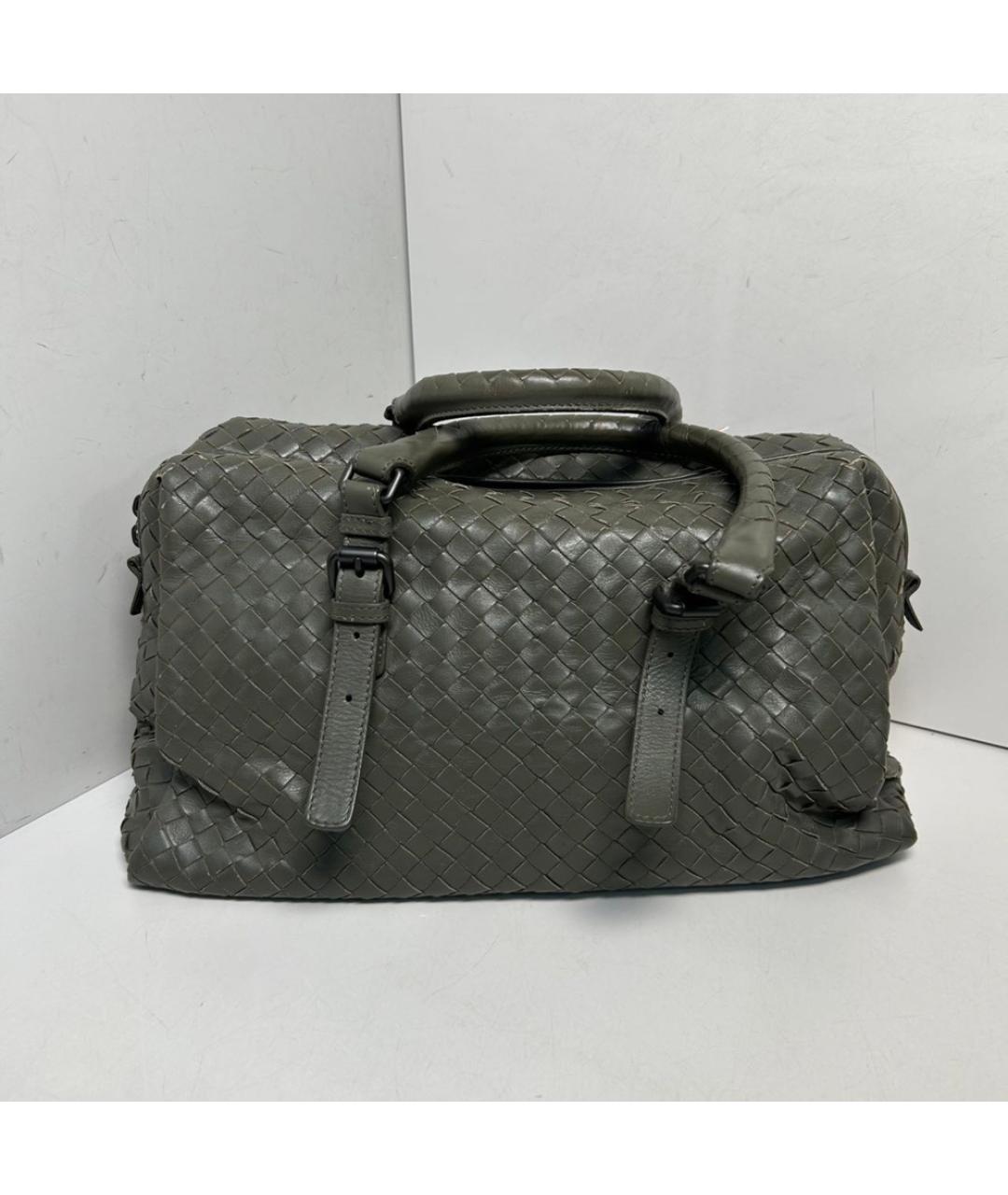 BOTTEGA VENETA Хаки кожаная сумка с короткими ручками, фото 8
