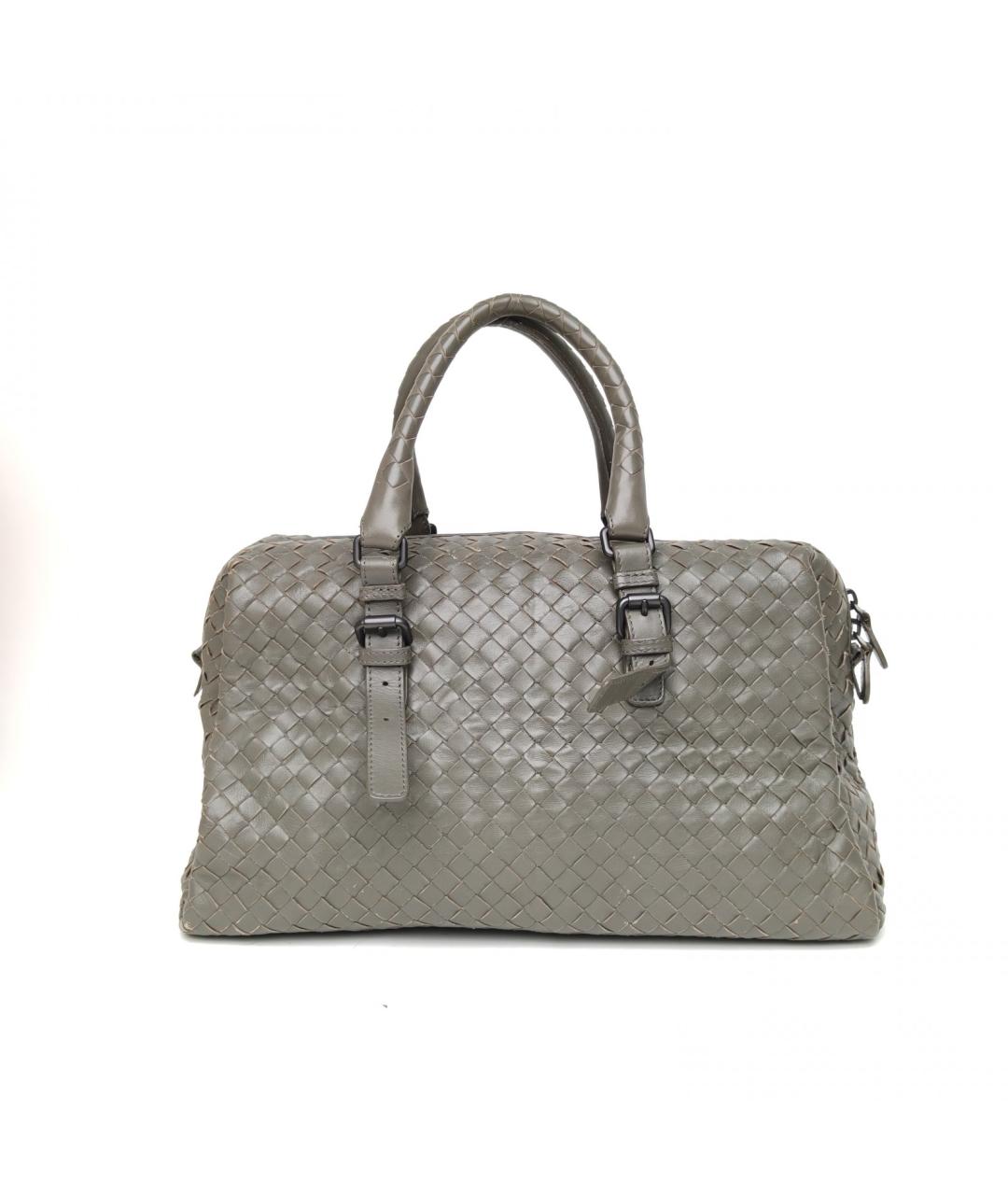 BOTTEGA VENETA Хаки кожаная сумка с короткими ручками, фото 4