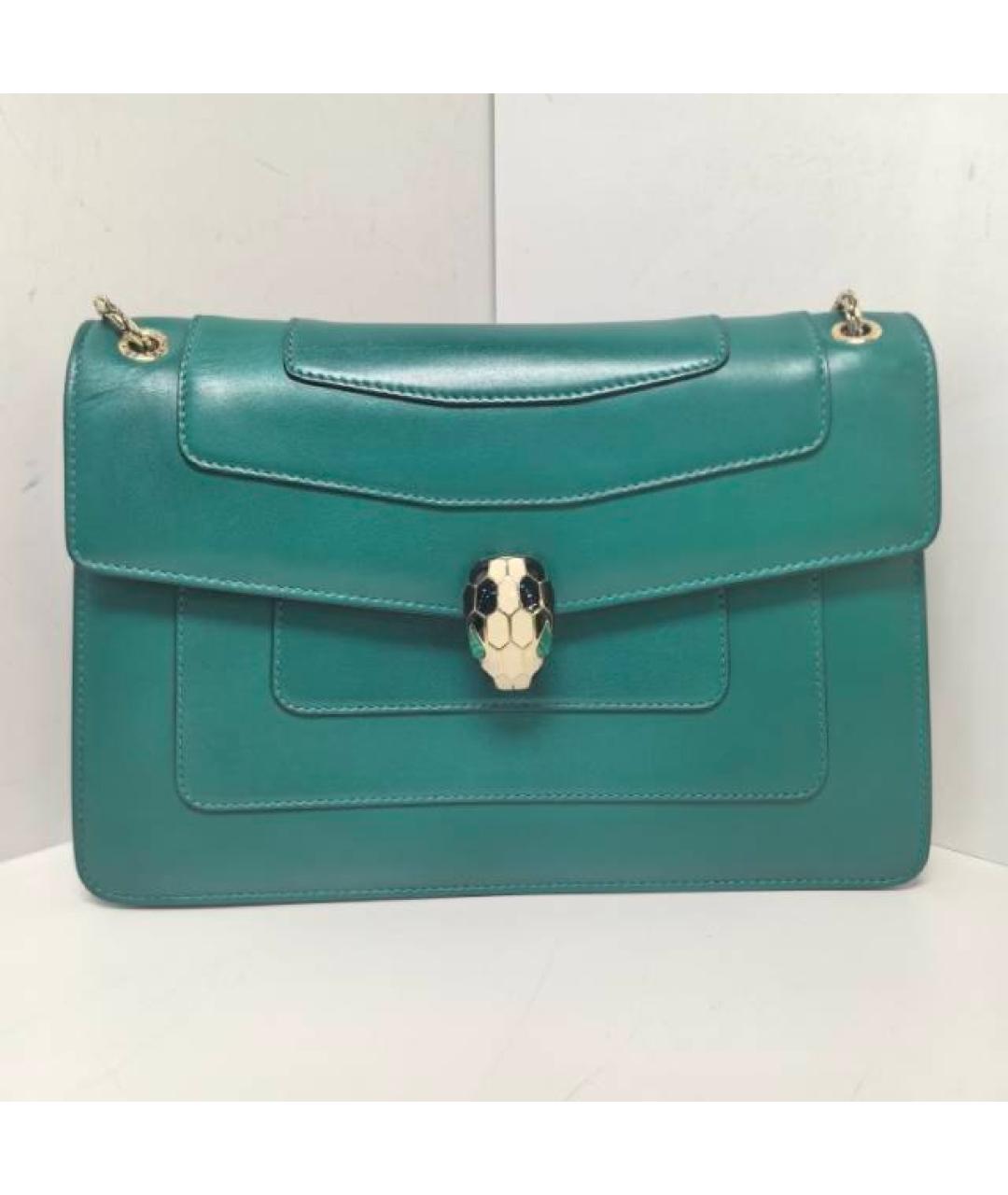 BVLGARI Зеленая кожаная сумка через плечо, фото 9