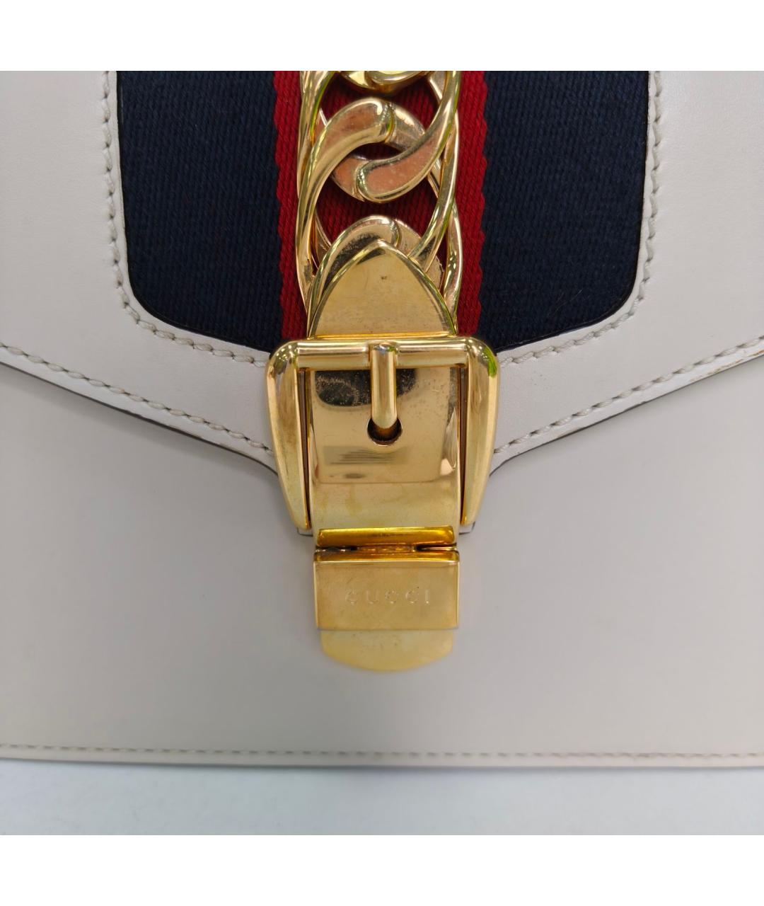 GUCCI Белая кожаная сумка через плечо, фото 7