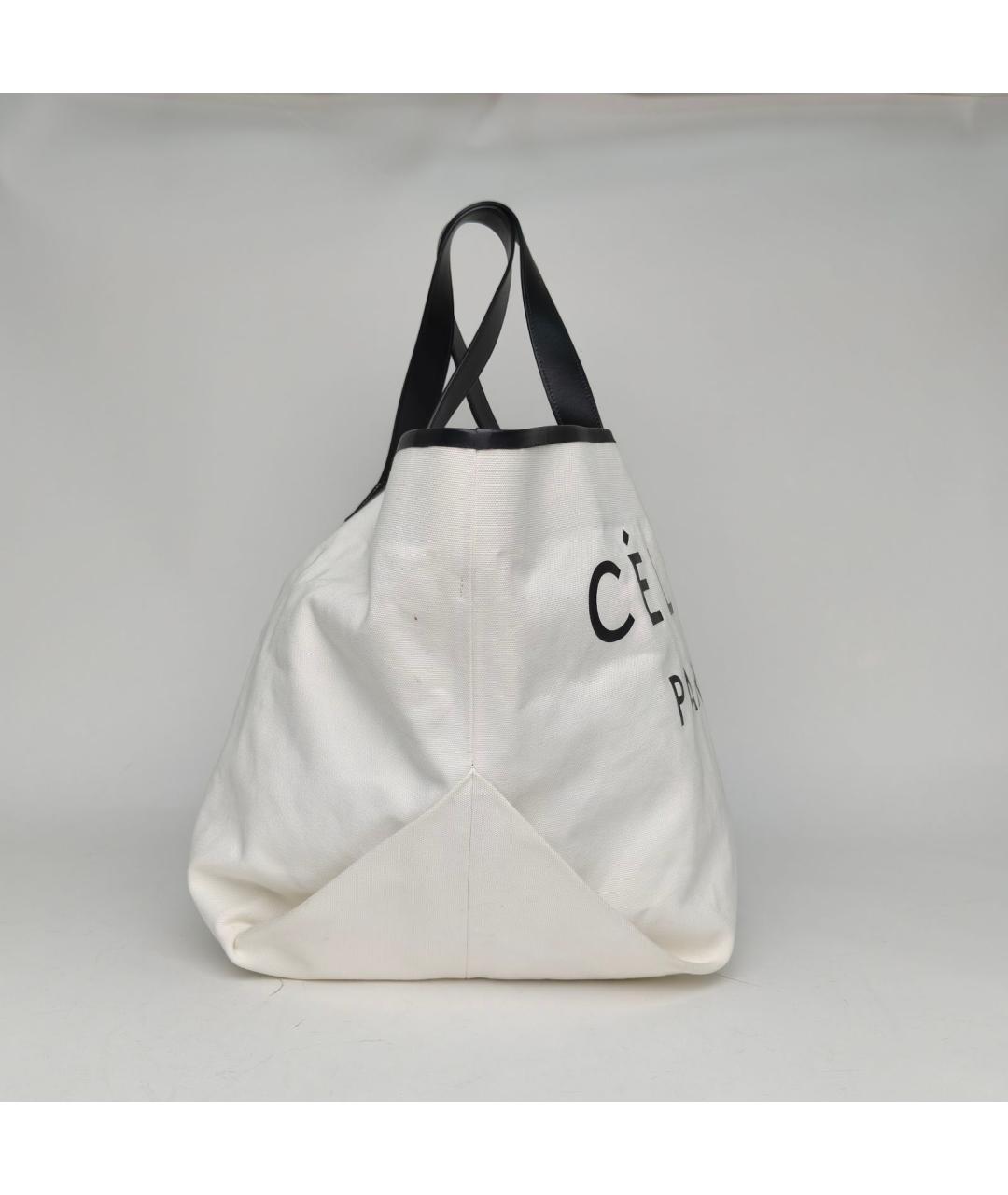 CELINE Белая тканевая сумка тоут, фото 5