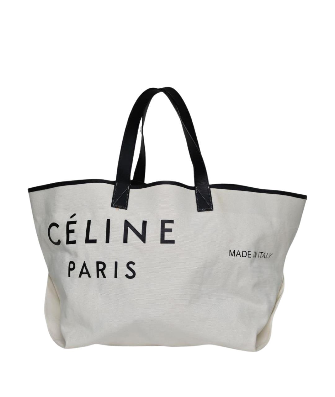 CELINE Белая тканевая сумка тоут, фото 1