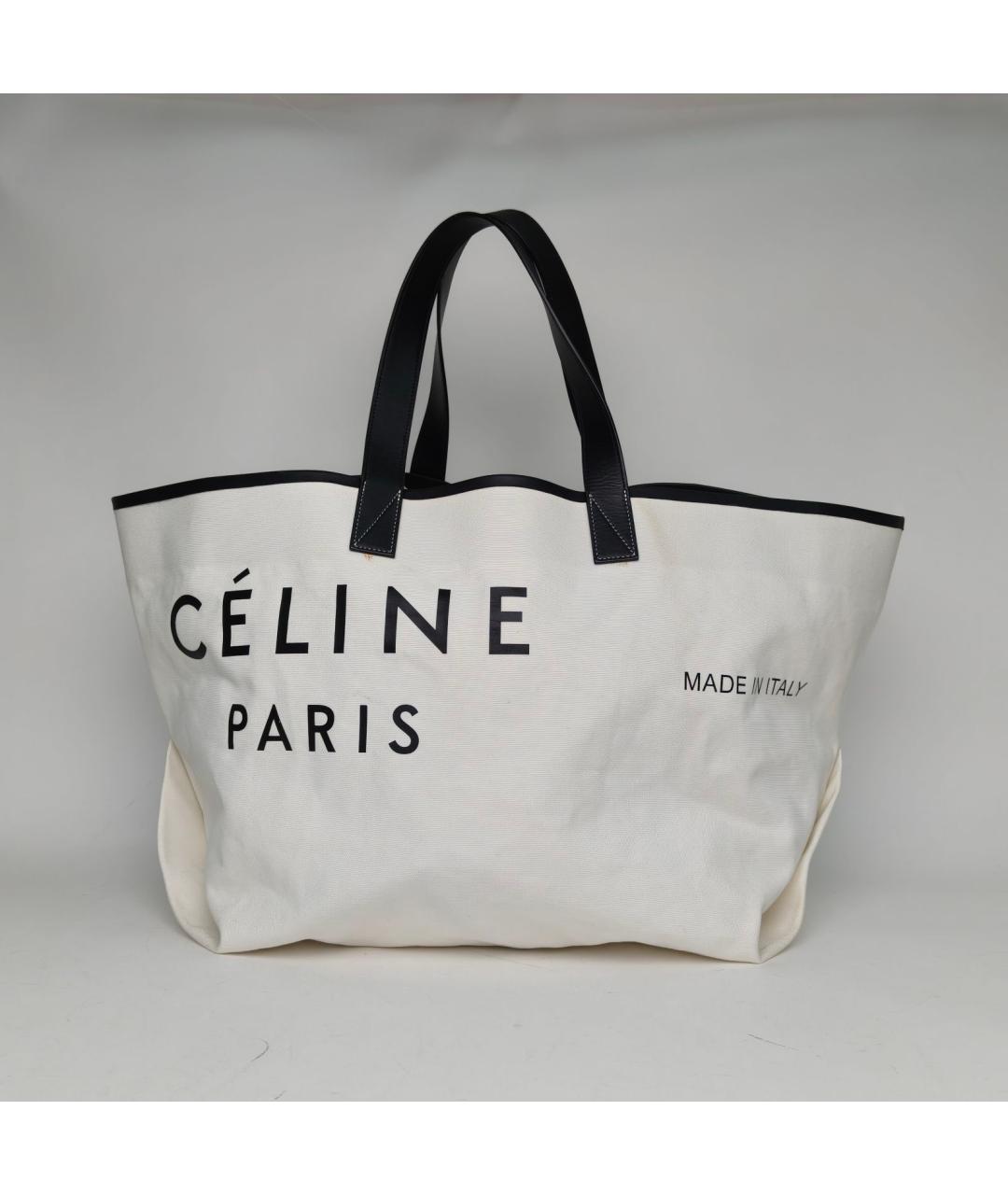 CELINE Белая тканевая сумка тоут, фото 2