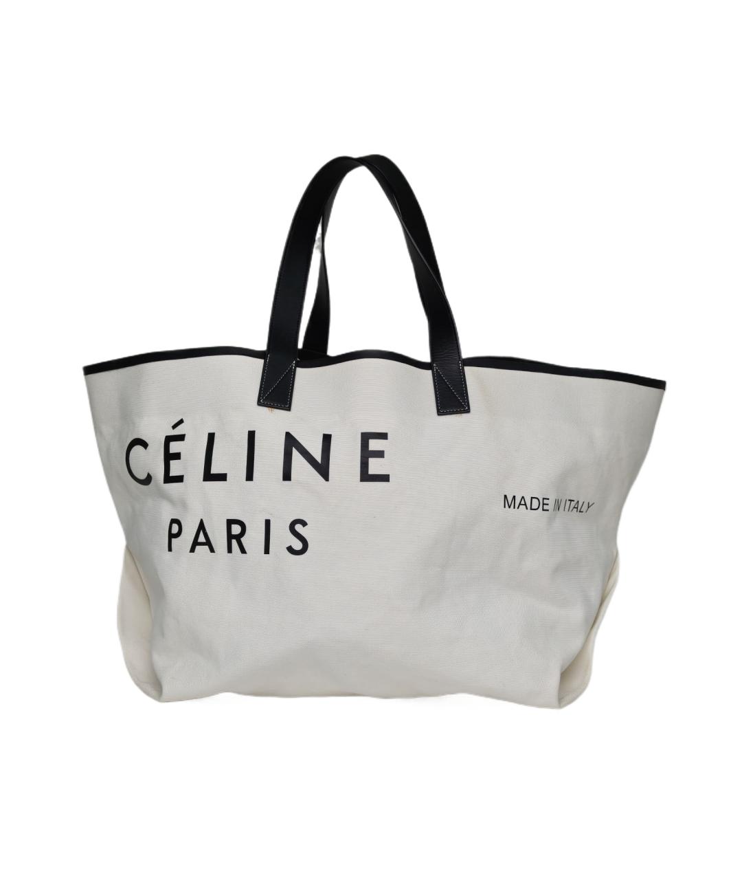 CELINE Белая тканевая сумка тоут, фото 10