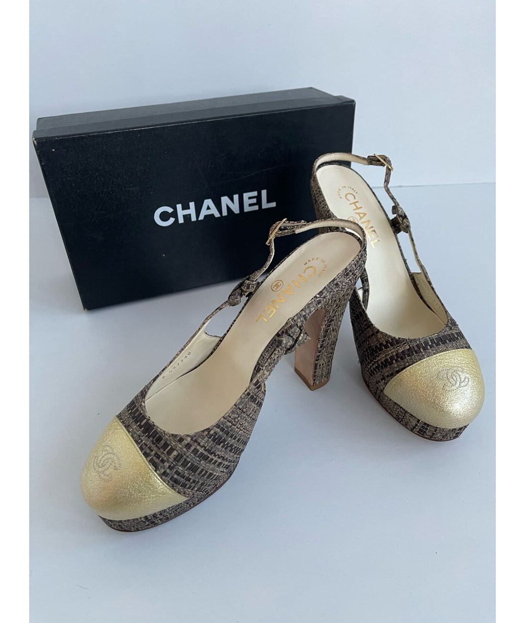 CHANEL PRE-OWNED Коричневые босоножки, фото 5