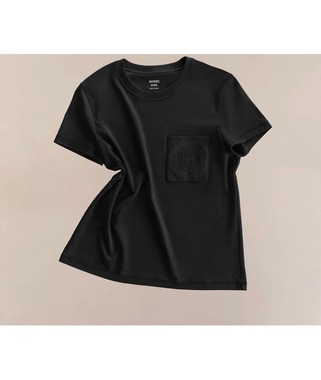 HERMES Черная хлопковая майка, фото 6