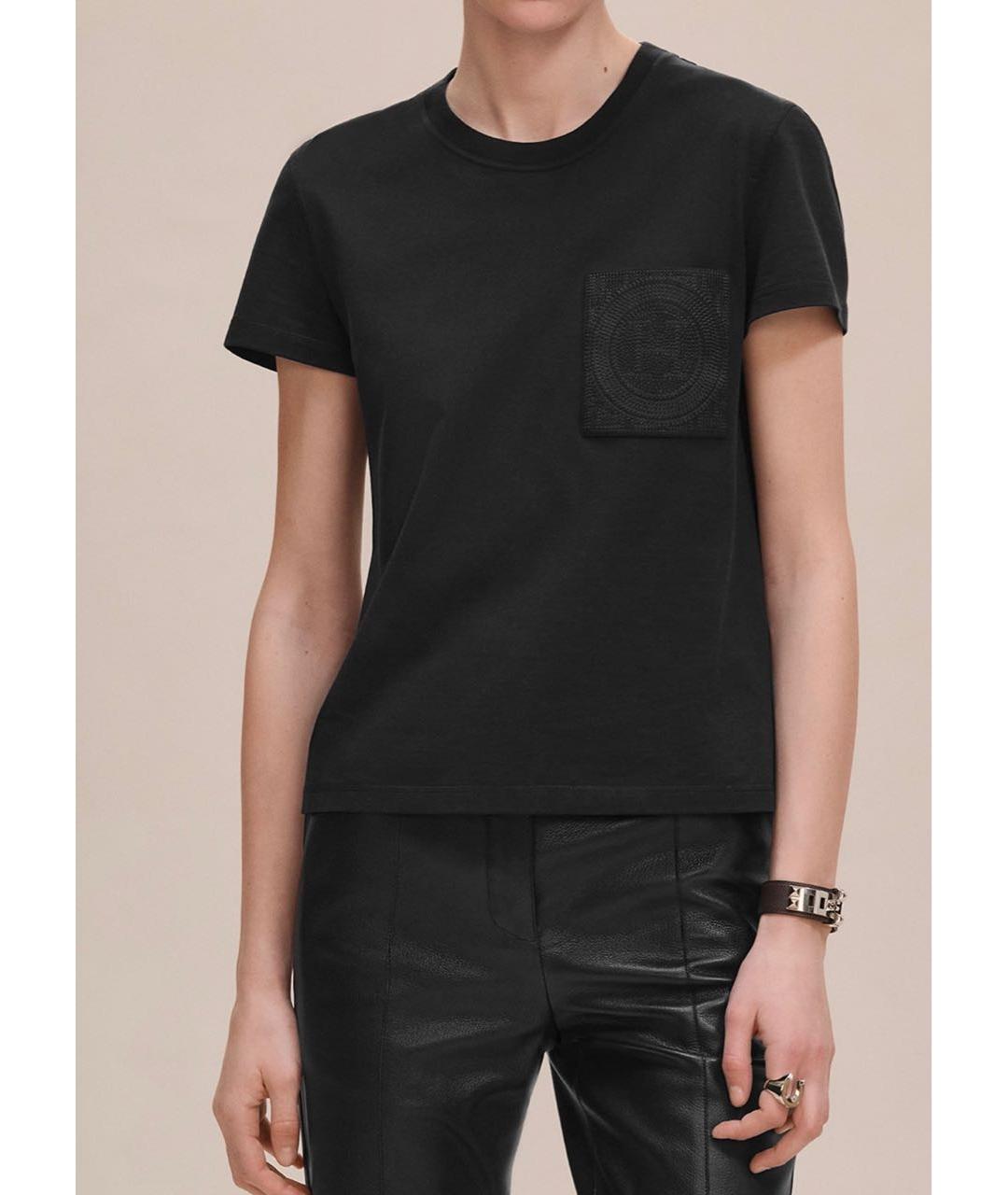 HERMES Черная хлопковая майка, фото 2
