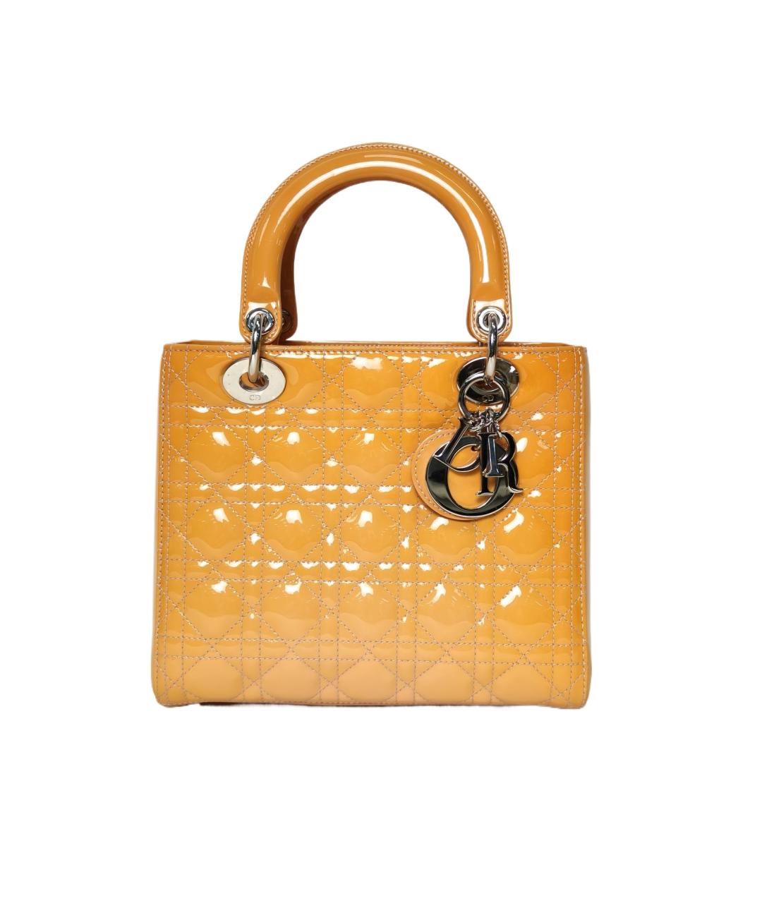 CHRISTIAN DIOR Оранжевая сумка с короткими ручками из лакированной кожи, фото 10