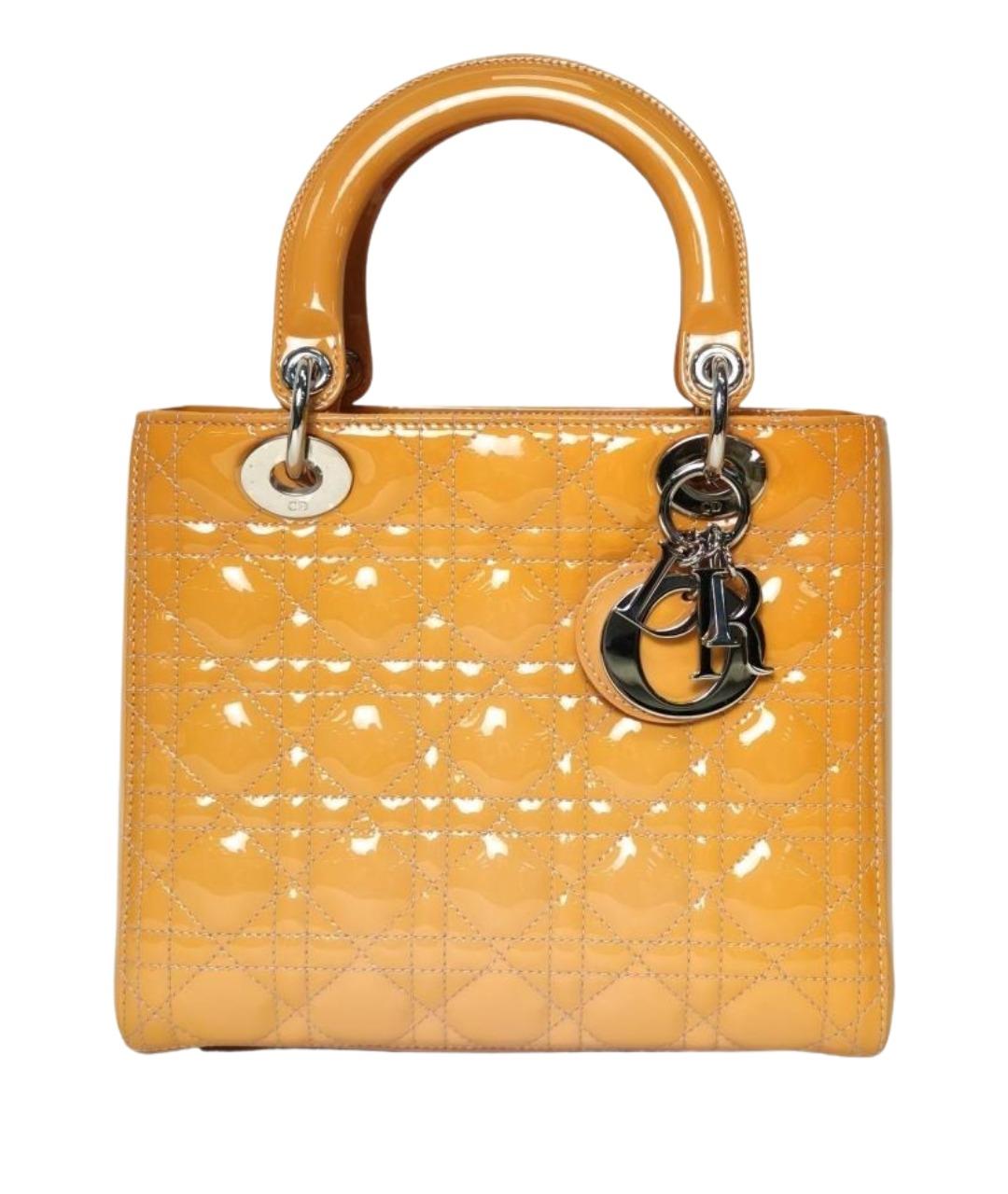 CHRISTIAN DIOR Оранжевая сумка с короткими ручками из лакированной кожи, фото 1