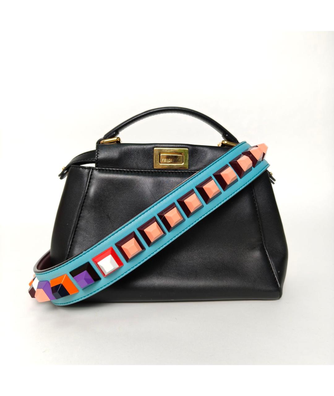 FENDI Черная кожаная сумка с короткими ручками, фото 2