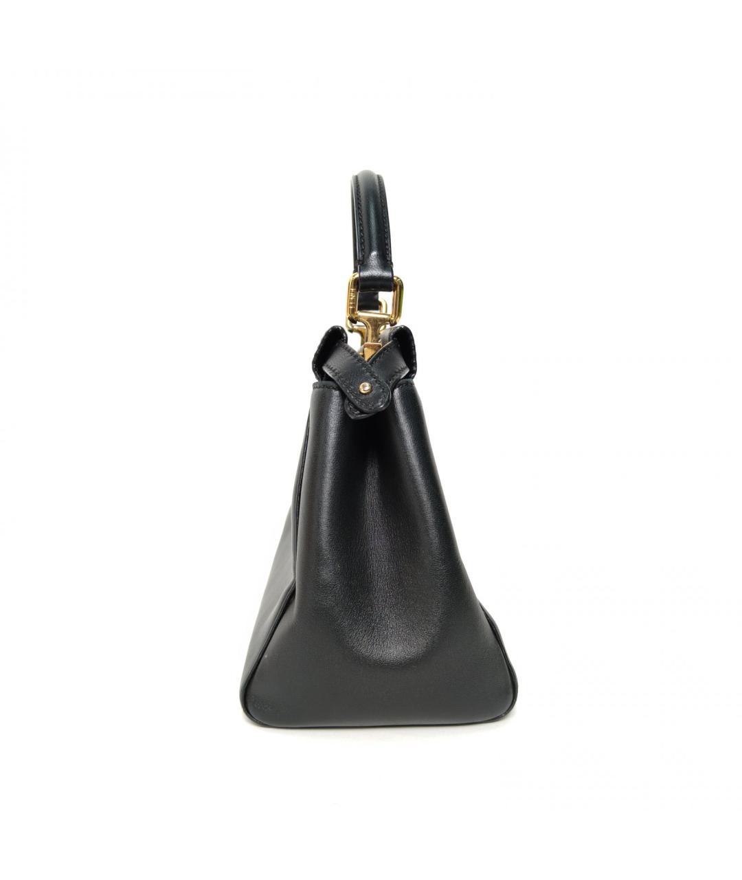 FENDI Черная кожаная сумка с короткими ручками, фото 5