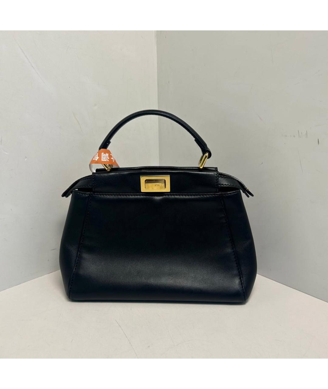 FENDI Черная кожаная сумка с короткими ручками, фото 9