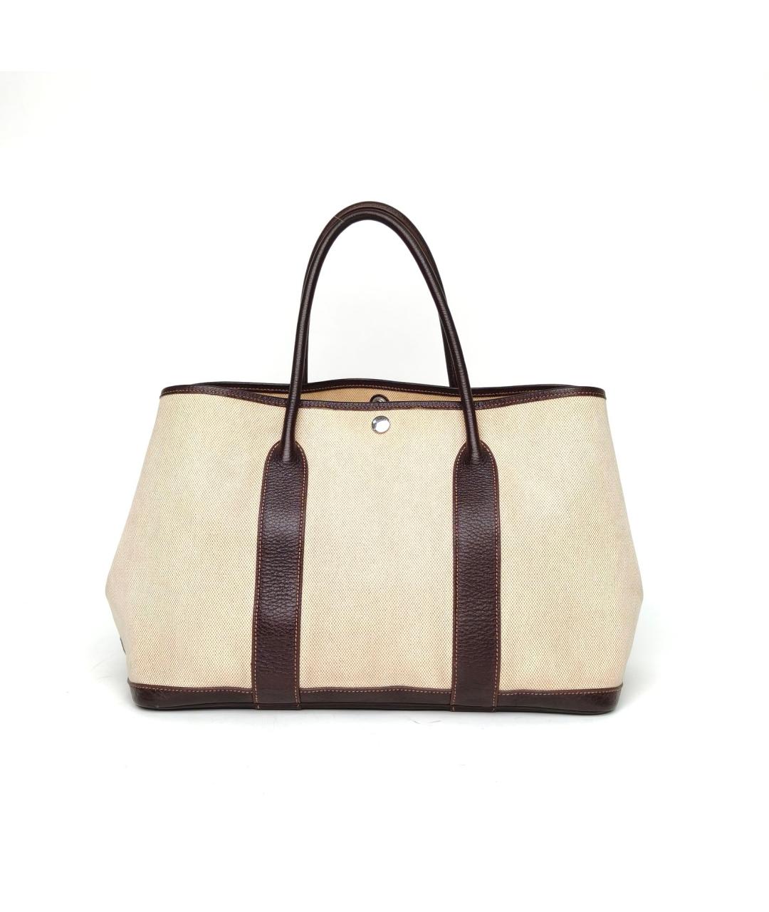 HERMES Бежевая тканевая сумка тоут, фото 2