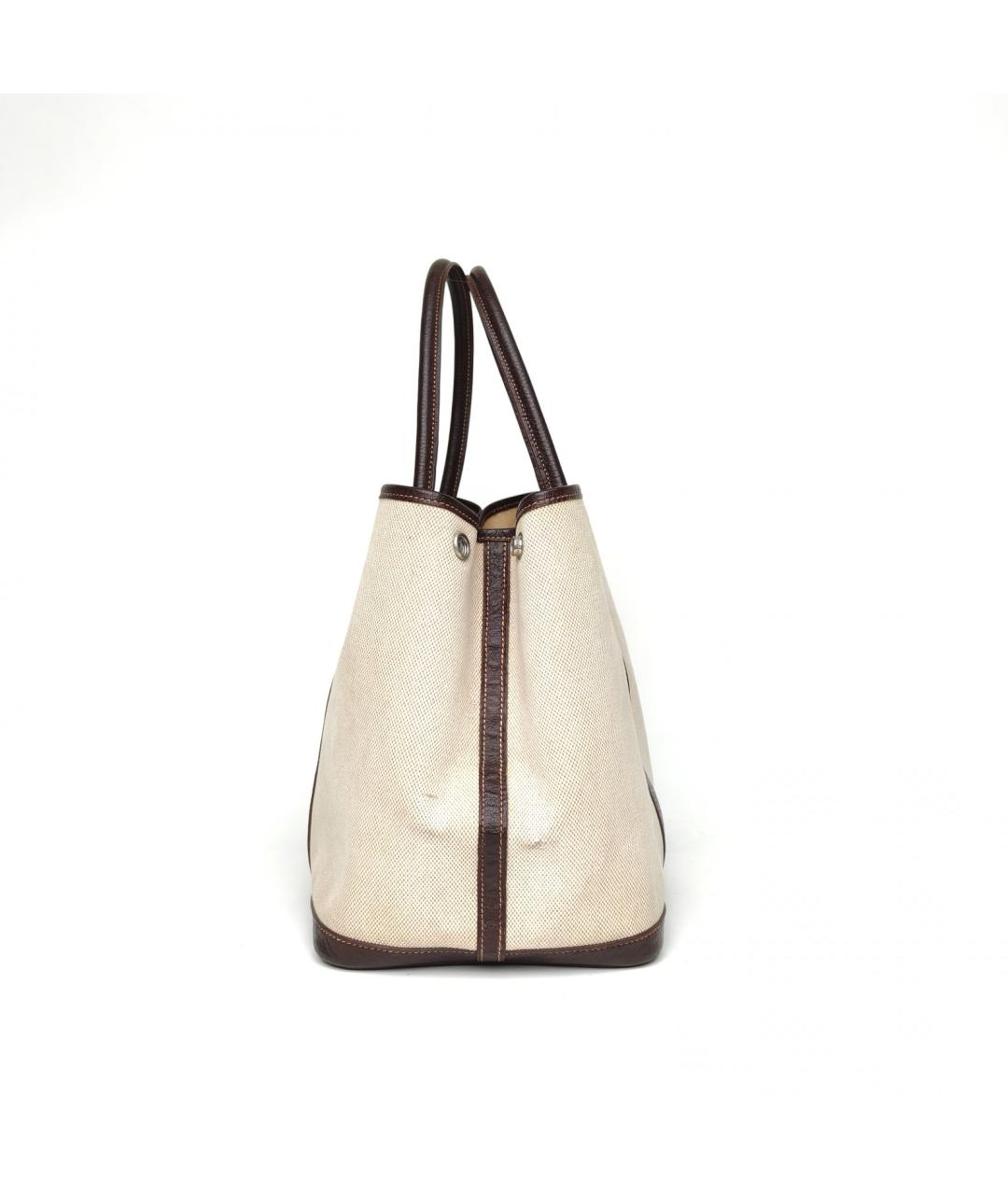 HERMES Бежевая тканевая сумка тоут, фото 3