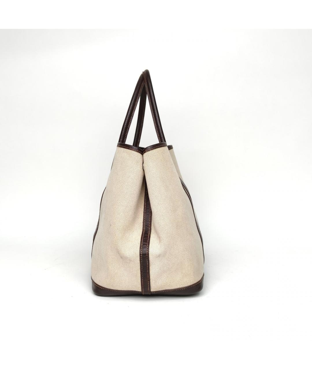 HERMES Бежевая тканевая сумка тоут, фото 5