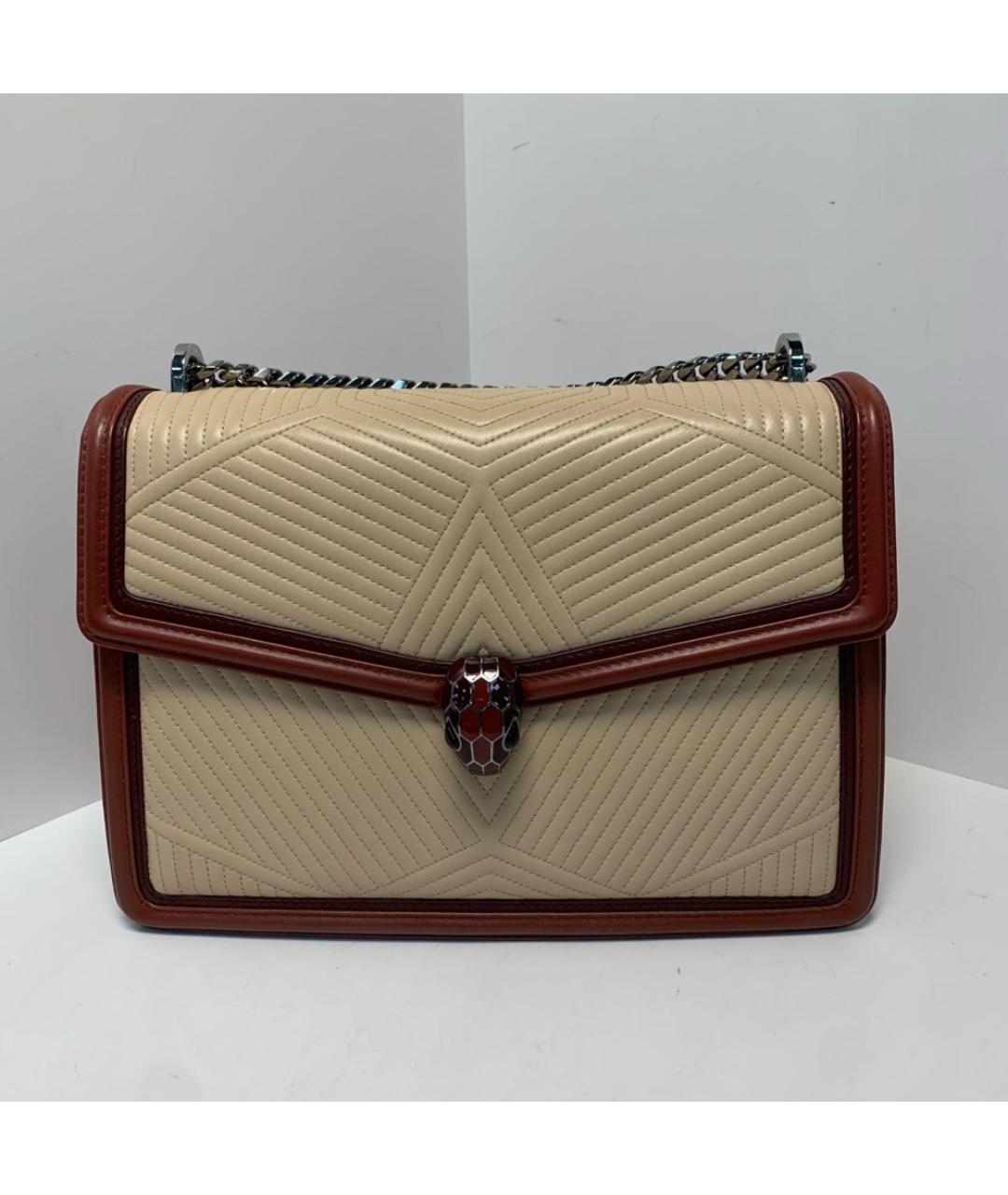 BVLGARI Бежевая кожаная сумка через плечо, фото 9