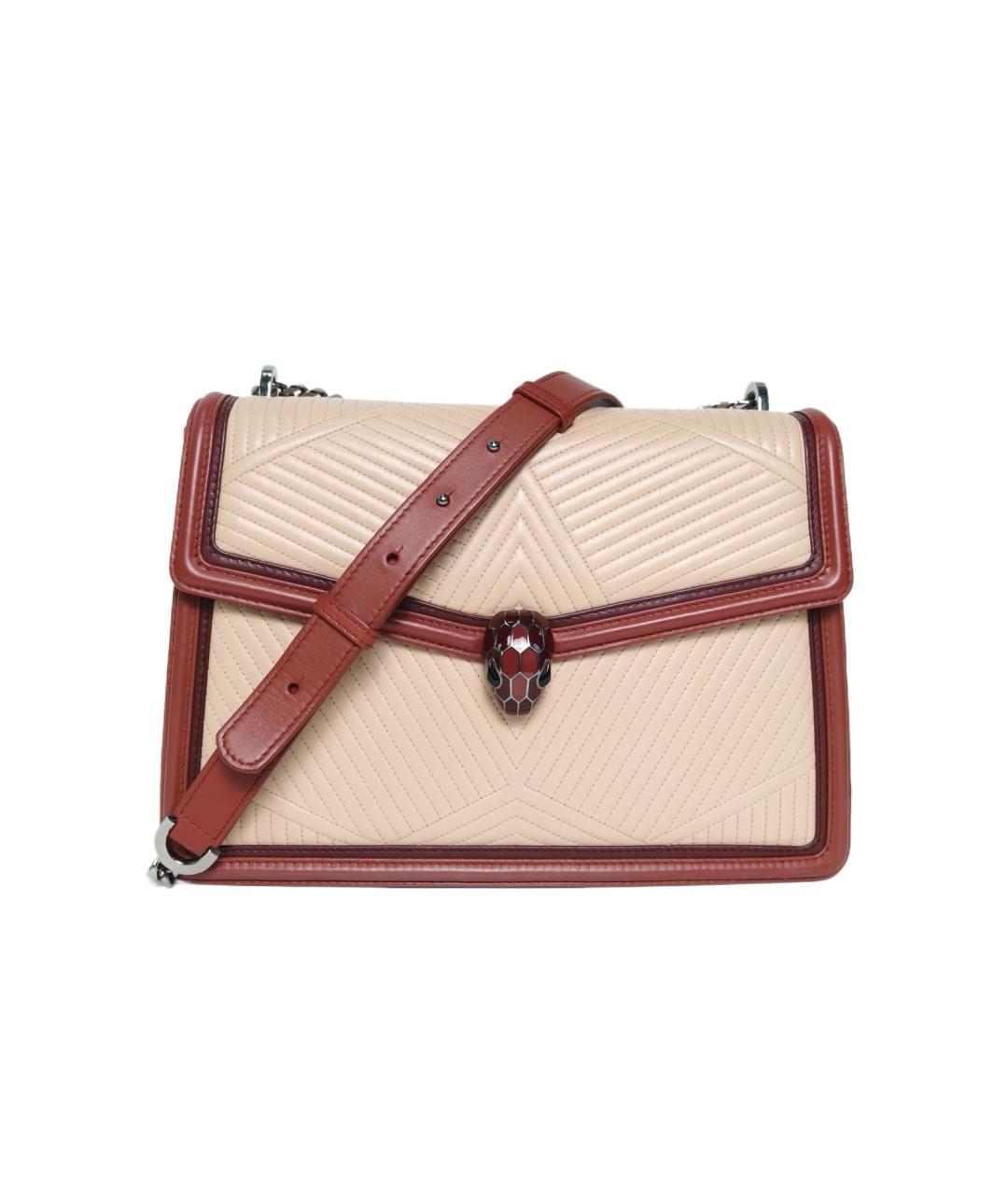 BVLGARI Бежевая кожаная сумка через плечо, фото 10