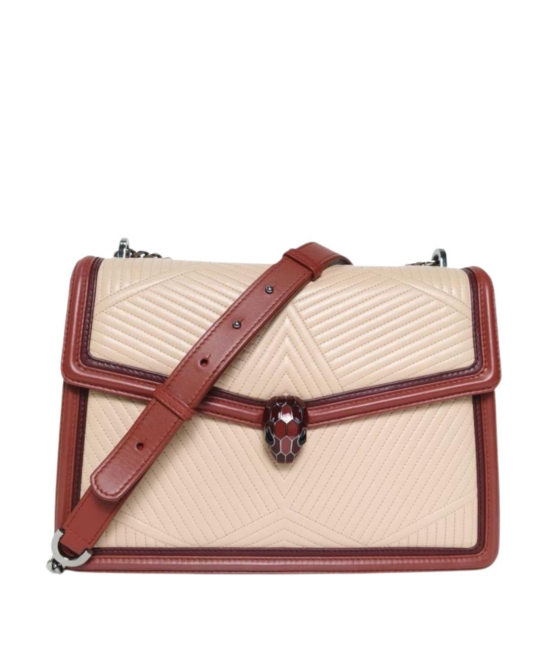 BVLGARI Бежевая кожаная сумка через плечо, фото 1