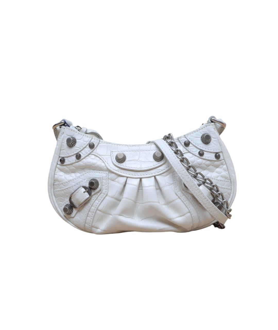 BALENCIAGA Белая кожаная сумка через плечо, фото 10