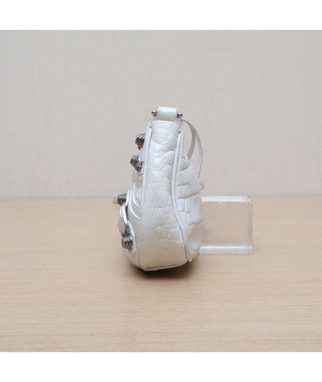 BALENCIAGA Белая кожаная сумка через плечо, фото 4