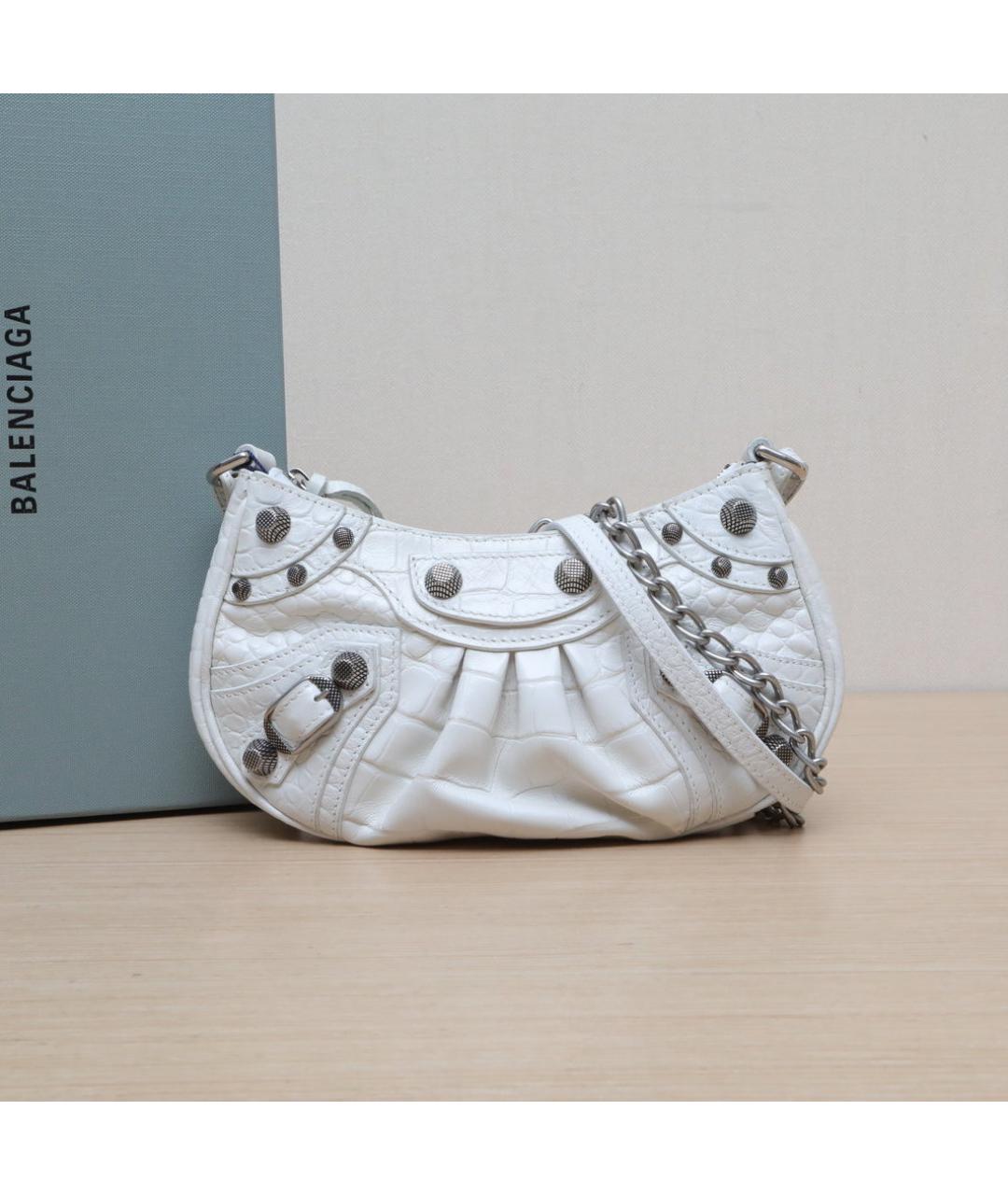 BALENCIAGA Белая кожаная сумка через плечо, фото 2