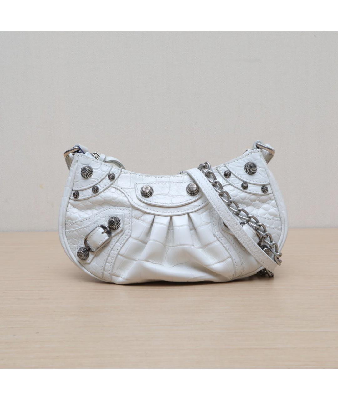 BALENCIAGA Белая кожаная сумка через плечо, фото 3