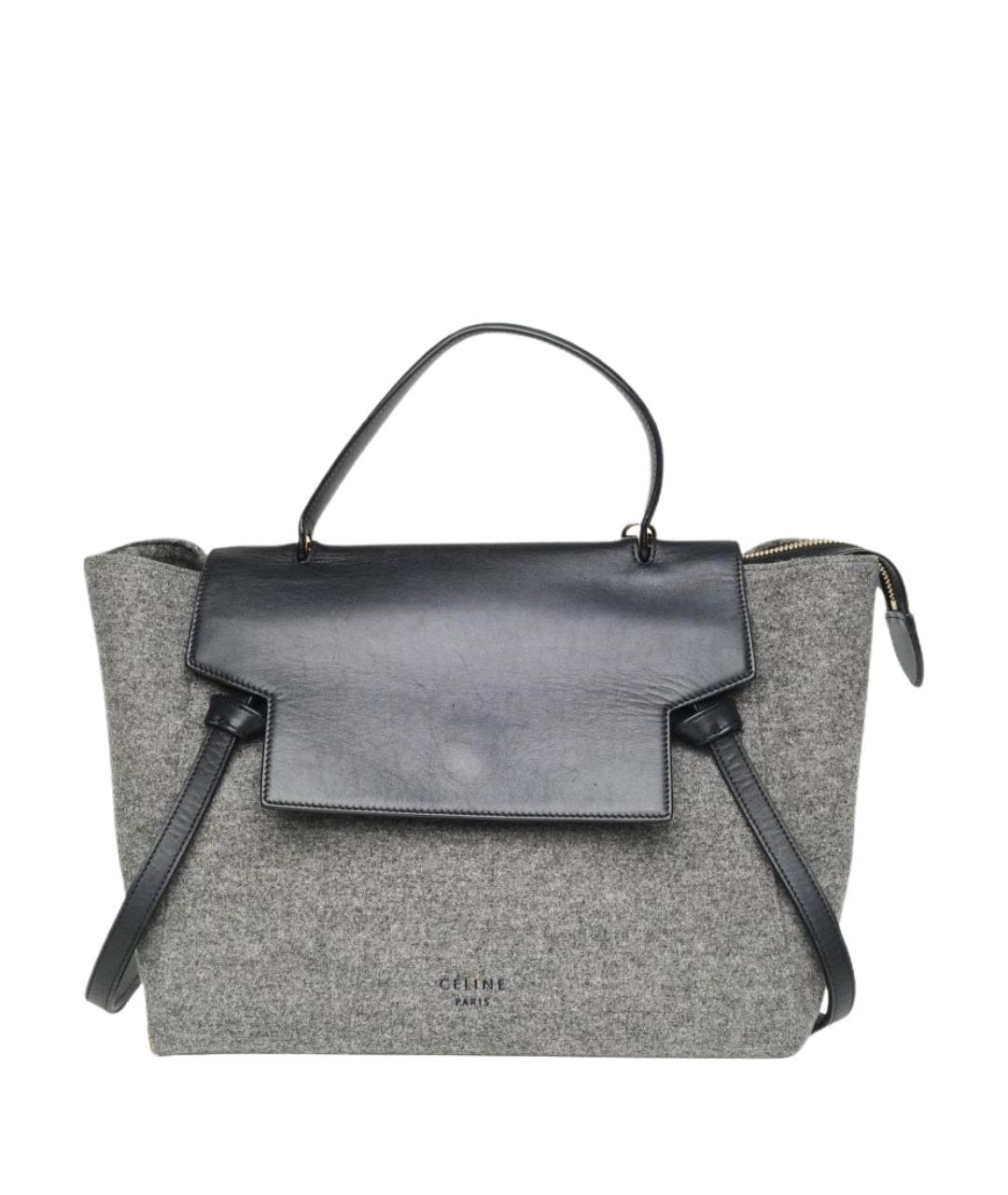 CELINE Серая шерстяная сумка с короткими ручками, фото 1