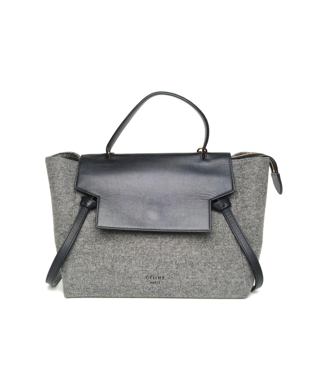 CELINE Серая шерстяная сумка с короткими ручками, фото 2
