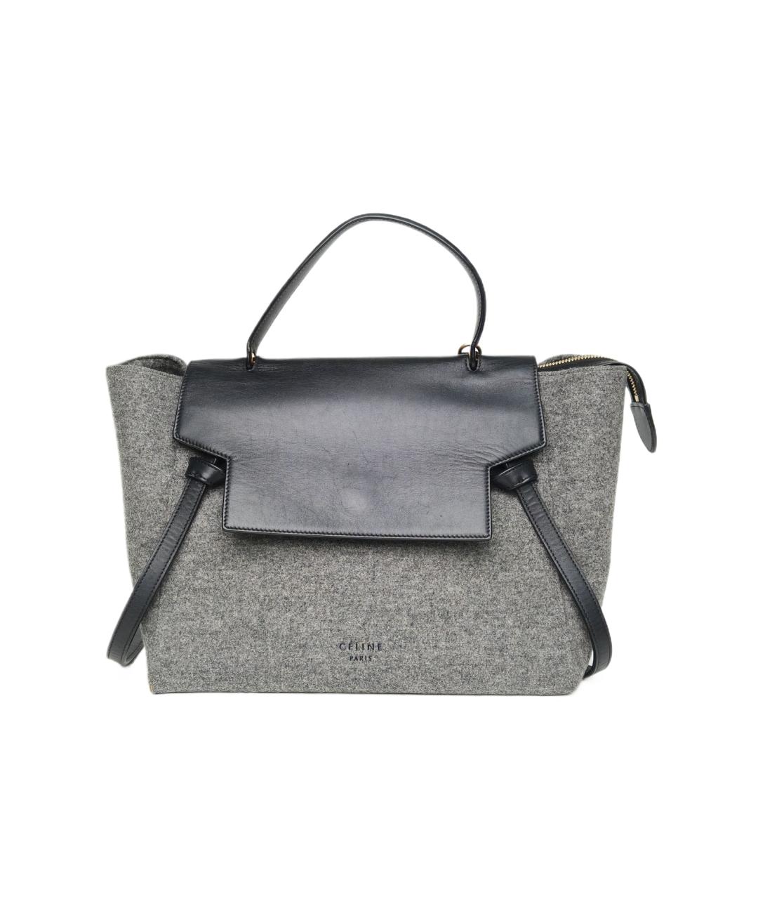 CELINE Серая шерстяная сумка с короткими ручками, фото 4