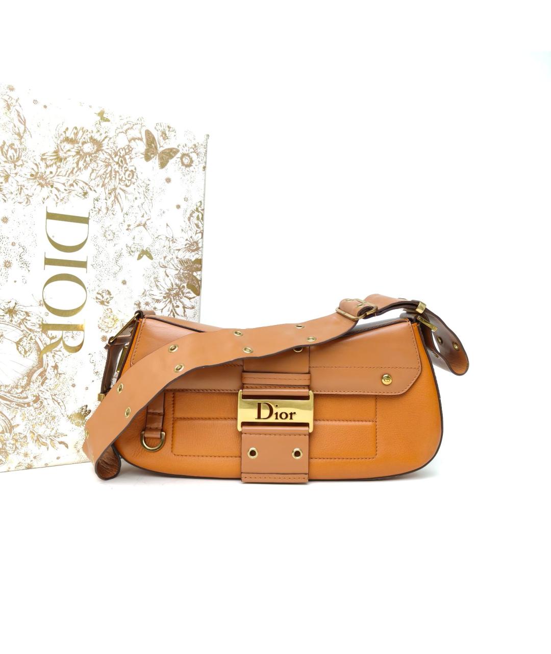 CHRISTIAN DIOR Коричневая кожаная сумка через плечо, фото 9